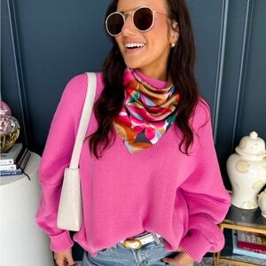 Vibrant Pink Crew Neck Sweater